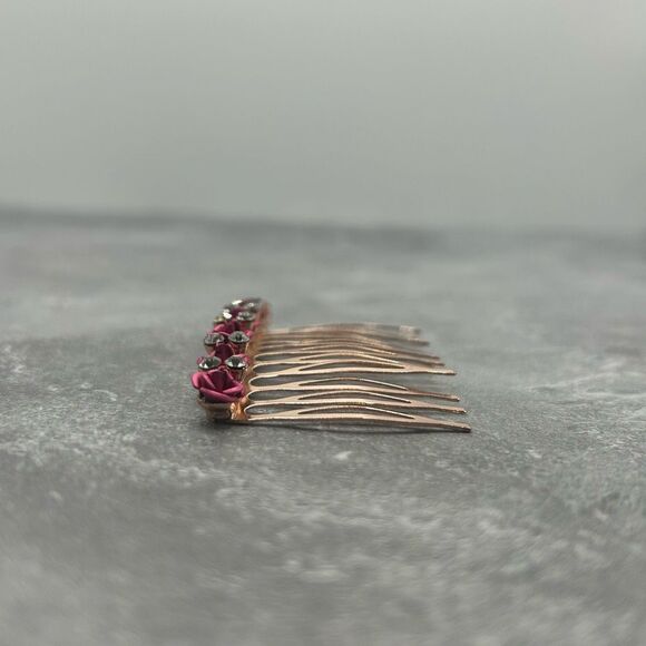 Gold Rose Floral Hair Comb Hair Pin Accessory Gift For Her main image 5